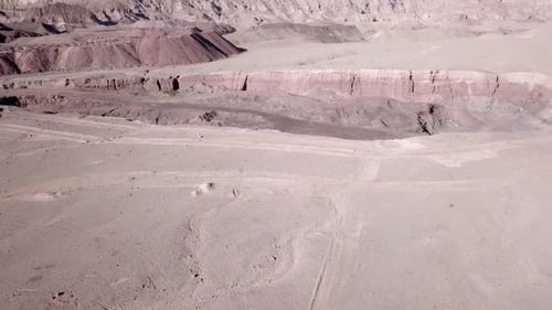 Dry Desert landscape, low pass aerial view