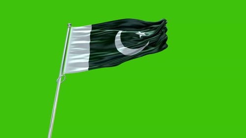 Waving Pakistan Flag on Green Screen Loopable