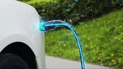 Charging an Electric Car at the Station Neon Energy and Technology Effects