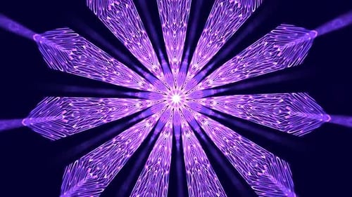 Purple Blue Mandala Crystal Kaleidoscope Flowers Motion Background
