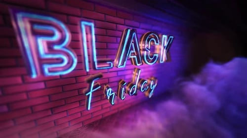 Black Friday Sale Neon Sign Animation on Brick Wall