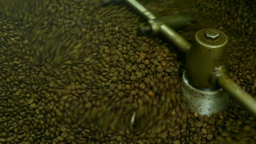 Rösttrommel für Kaffeebohnen während des Röstvorgangs