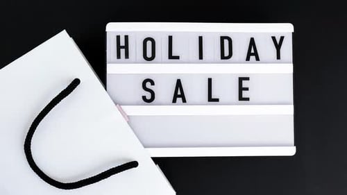 Holiday Sale Sign with Shopping Bag