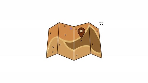 map icon animation video vector. navigation map motion graphic design. seamless looping camp theme