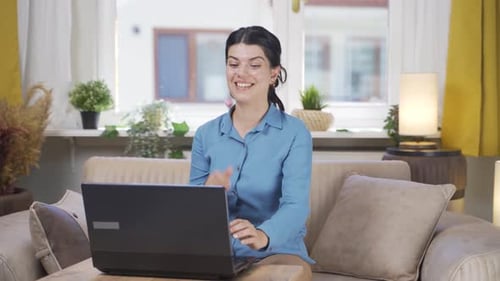 Successful young woman is happy.