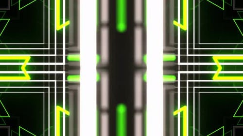 Light Green And White Kaleidoscopic Neon Geometric Light Figures Background Vj Loop In 4K