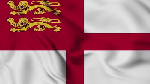 Waving Flag Animation with Red Cross and Golden Lions