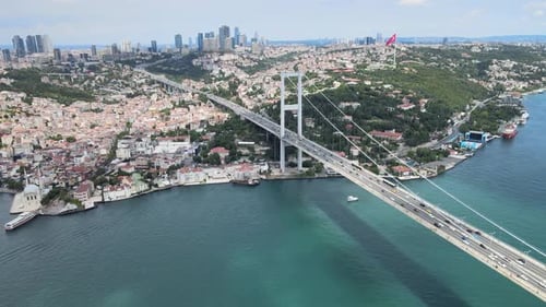 aerial istanbul bosphorus bridge