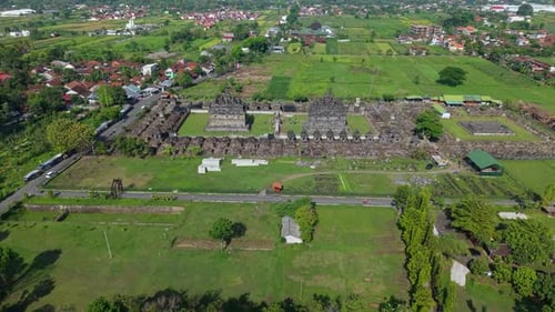 Vue aérienne du temple de Candi Plaosan, Indonésie.