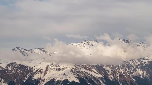 Aerial view of mountains and clouds.