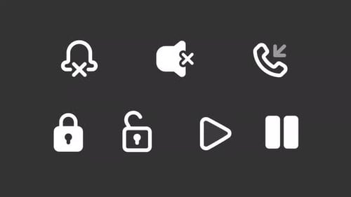 Iconos de interfaz de usuario de línea blanca de aplicaciones animadas