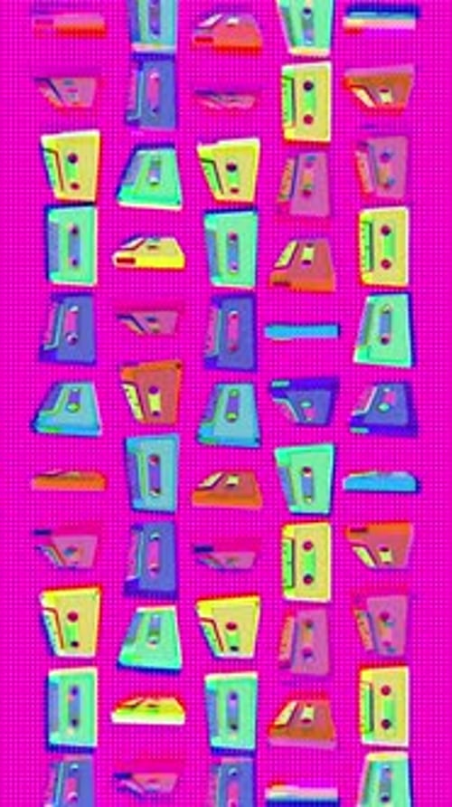 Retro Risograph Style Spinning Cassettes Portrait Loop