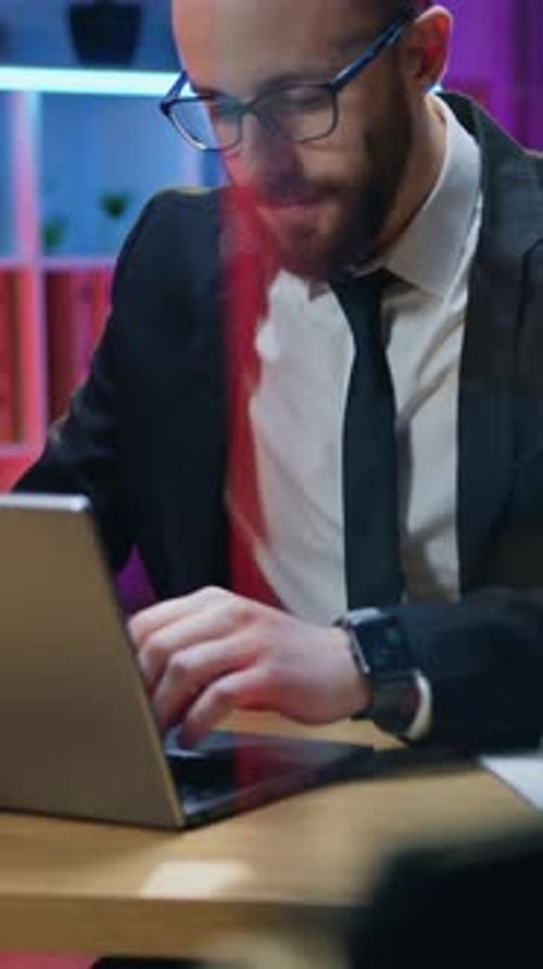 Business Concept Where Goodlooking Successful Purposeful Smart Experienced Bearded Office Manager in
