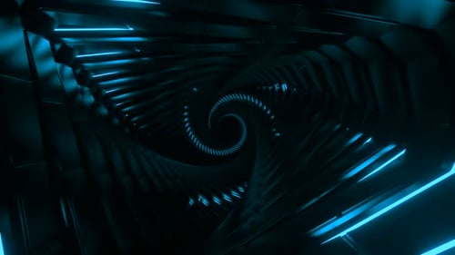 Abstract Neon Blue Geometric Light Tunnel Loop