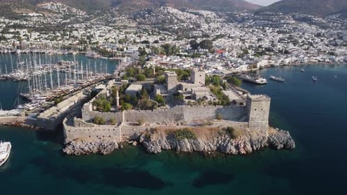Fantastische Luftaufnahme der Burg von Bodrum in der Türkei
