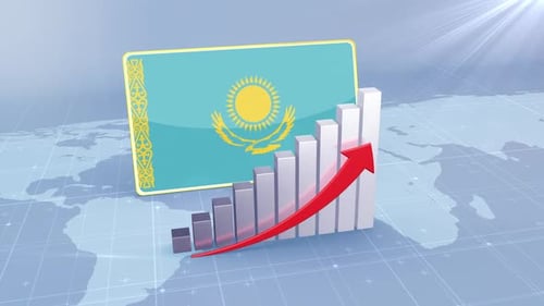 Kazakhstan Economic Growth Bar Chart Graph Rising Red Arrow