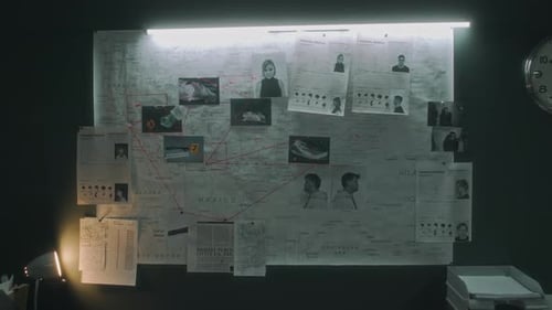 Crime Investigation Board With Map and Photos