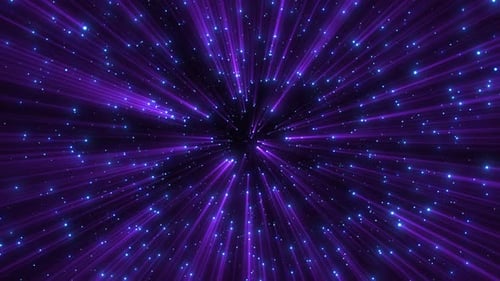 Animation de particules brillantes brillantes abstraites avec des rayons lumineux. Points lumineux volants, particules de poussière