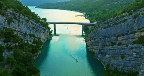 Aerial View of Gorges Du Verdon and Galetas Bridge Magnificent Nature Aerial Journey Above Verdon