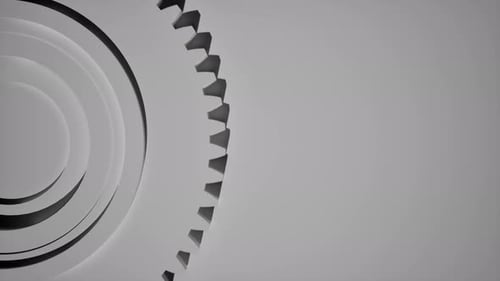 Abstrakte weiße Zahnräder und Zahnräder, industrielles Minimalismus-Konzept