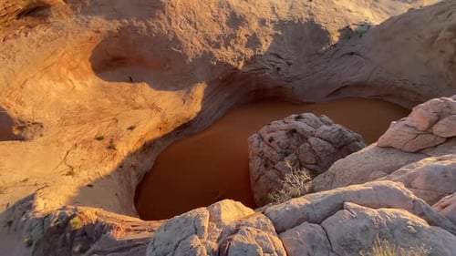 Cosmic Ashtray, Utah, USA. Dynamic Panoramic View of Unique Rock Formation With Immaculate Orange Sa