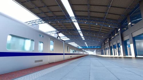 El tren de alta velocidad de la ciudad entra en la estación