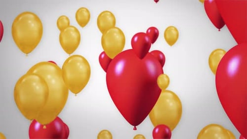 Beautiful Colorful Balloons Fly Air on Blue Sky with Alpha Channel