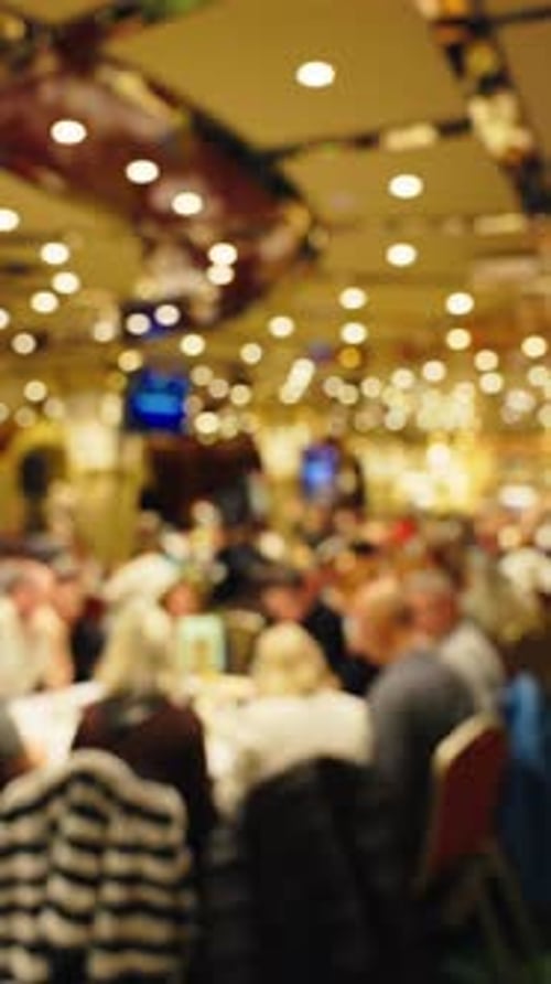 An Out of Focus Atmosphere in a Lively and Bustling Restaurant Setting with Various Vibrant Elements