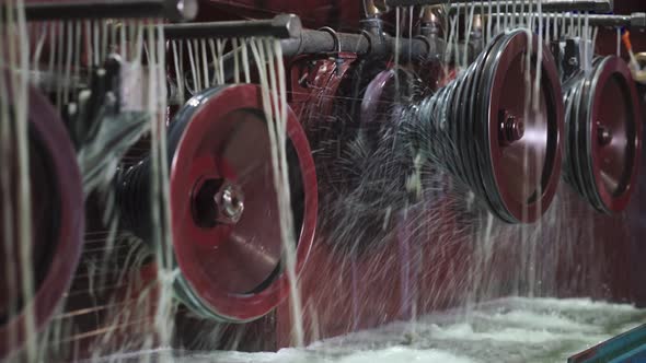 Steel Wire Coils at Factory Rotating and Reeling Metal Threads Bobbins ...