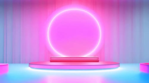 podium Futuristic showcase with platform for product displaying. Empty modern stage display