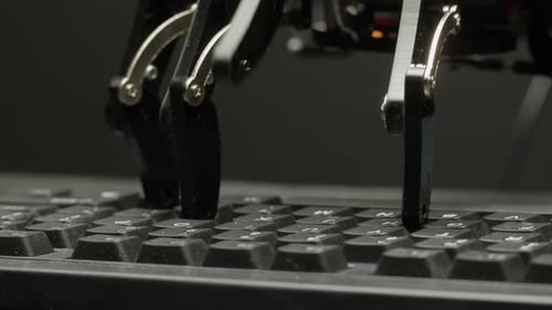 Robot Ai Hand Working on Pc Laptop Chatbot and Chat Robot Advisor Futuristic Ai Hand Typing on