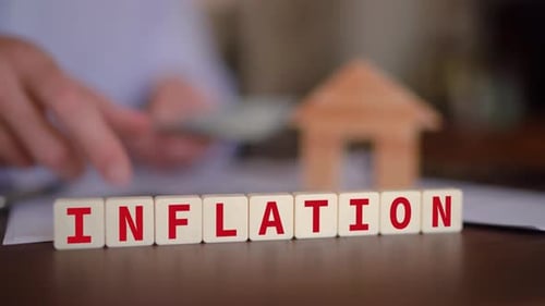 Concept of inflation increasing rental prices and real estate values. Selective focus with man count