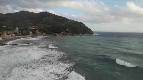 Aerial video over Italy, Liguria, Province of La Spezia, Levante