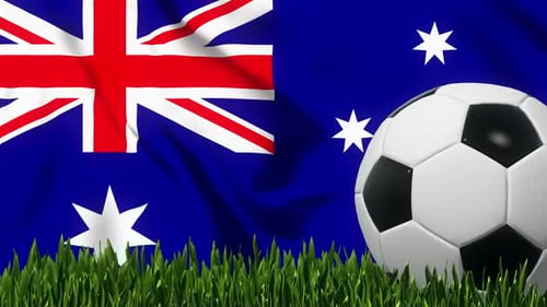 Soccer Background with Australia Flag 4K Looped