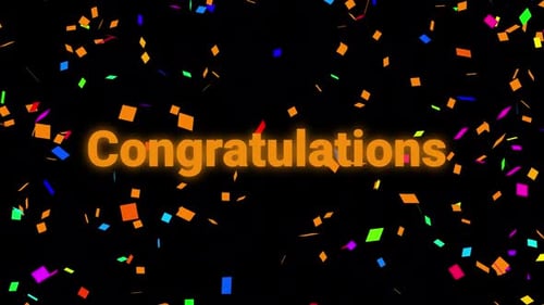 Glückwunschtext mit fallender Konfetti-Animation HD auf Alpha
