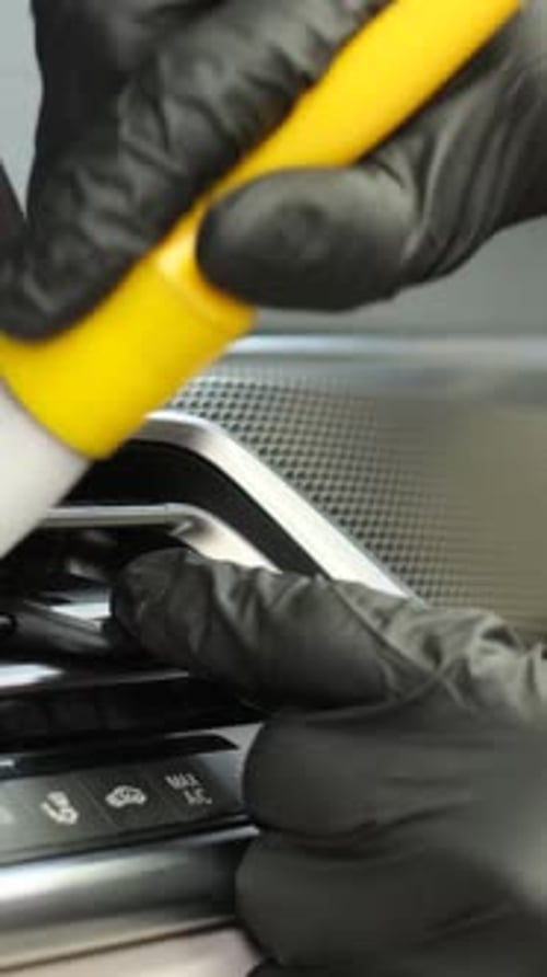 Professional Car Cleaning Interior Detailing Dry Cleaning of an Elite Car Interior Vertical Video