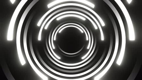 Circular Motion Of White Neon Lines Background Vj Loop In 4K