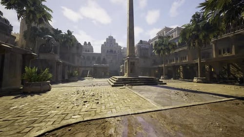 Vibrant Historic Square Featuring Obelisk and Lively Atmosphere