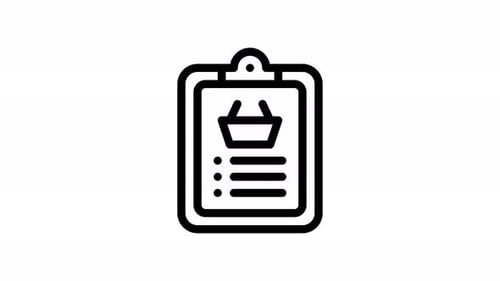 shopping list line icon animation