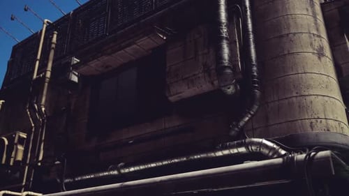 Cinematic Low Angle Industrial Building Exterior Animation