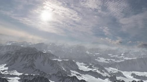 Realistic 3D Jet Flying Over Snowy Mountains