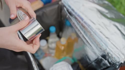 Artículos esenciales para viajes y pícnics: organizar bebidas y alimentos en un recipiente aislante para organizar excursiones