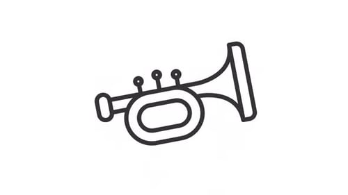 Minimalist Outline Trumpet Icon Animation Loop