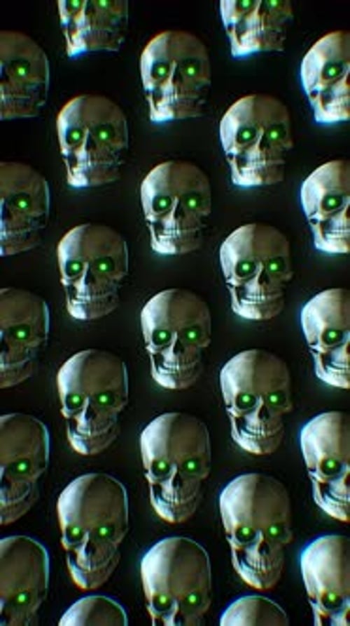 Halloween Chattering Skulls Looping Vertical Background