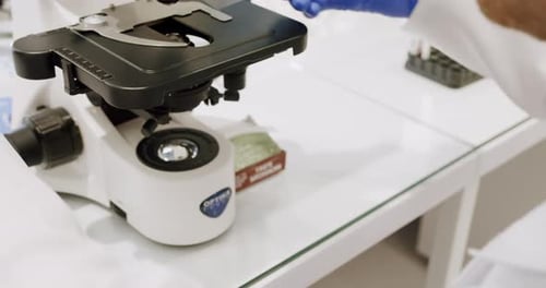 Scientist Prepares Microscope Slide in Modern Lab