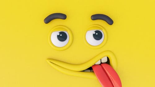 3D Face Savoring Food Emojis Transition 4K Alpha channel