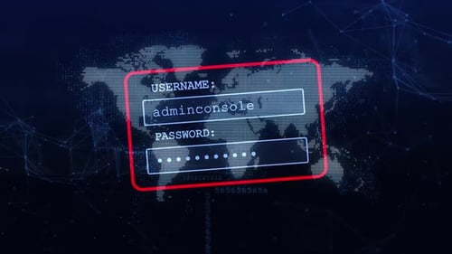 Futuristic Glitch Login Screen with World Map