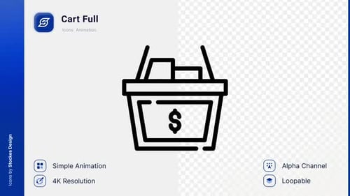 Animated Shopping Cart Icon with Dollar Sign