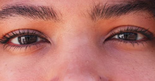 Eyes, vision and portrait with woman and closeup, awareness and looking, optometry and cosmetics