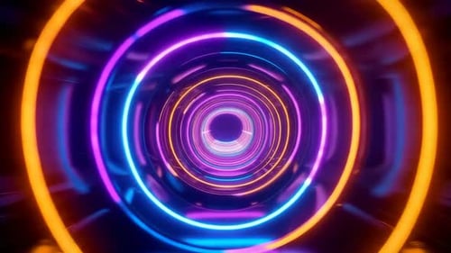 Futuristic Neon Light Tunnel Loop 3D Motion Graphics